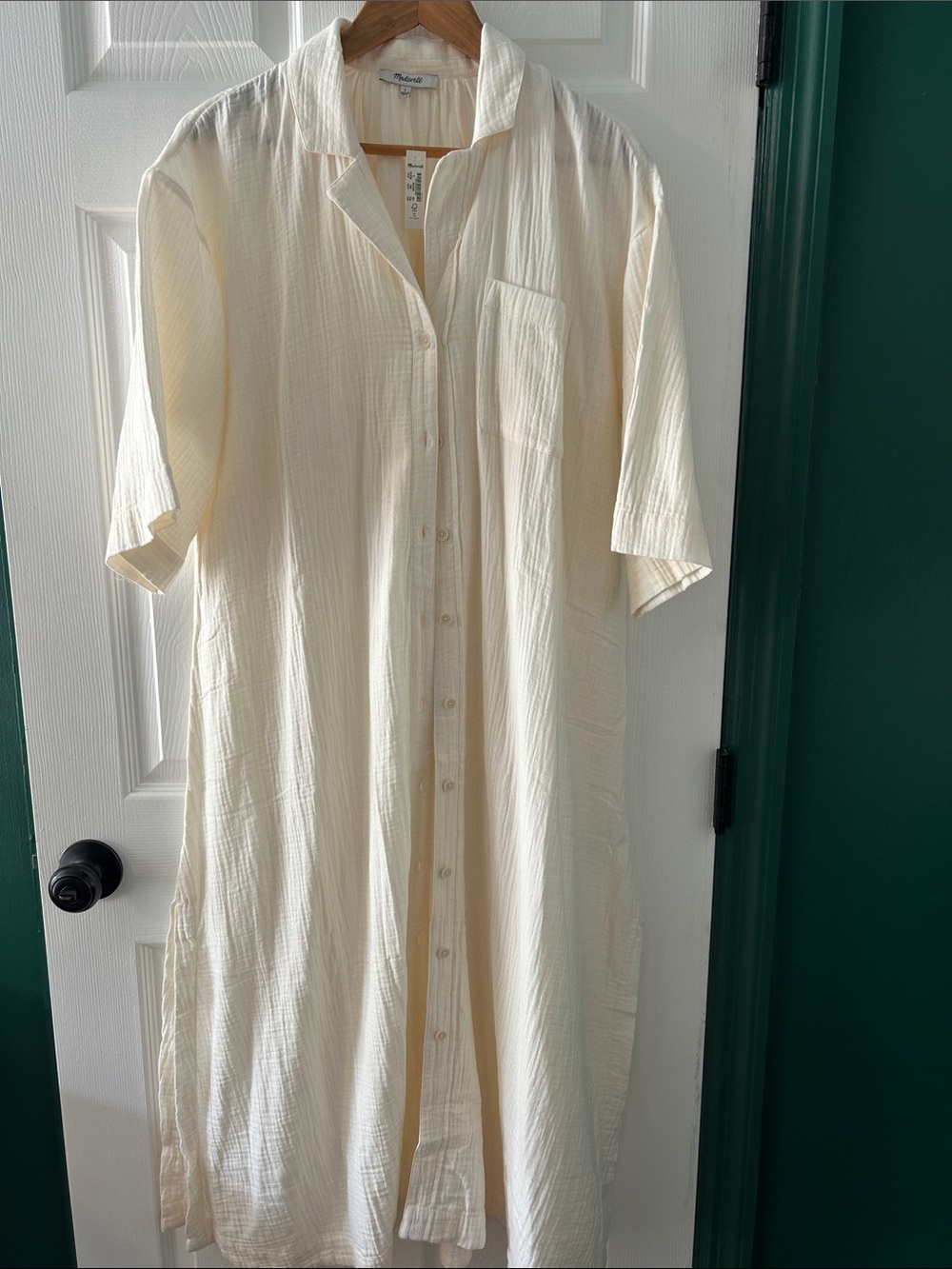 Madewell Cream Button-Front Swim Coverup